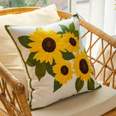 Housse de coussin brodée de tournesols esthétiques